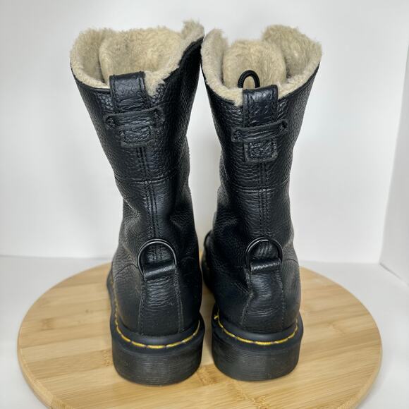 Dr. Martens Aimilita Faux Fur Lined Leather High Boots Black Milled Nappa Size 7 - Picture 7 of 10